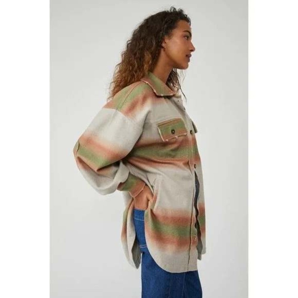 Free People Printed Ruby Shacket Marzipan Combo Oversized Medium - Picture 2 of 13